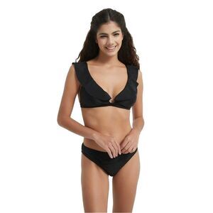 Be You Womens/Ladies Frill Bikini Top / Black